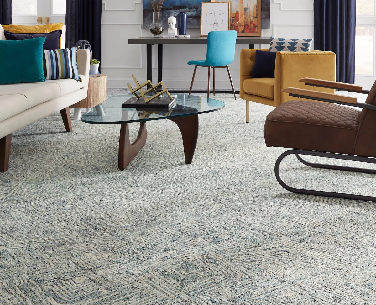 Masland Palatial wool carpet in a furnished living room