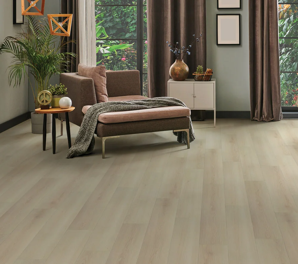 Beaulieu engineered hardwood in a furnished sitting room