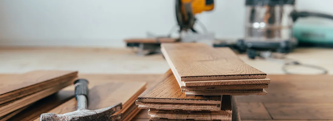 Solid hardwood boards prepared in a flooring workshop