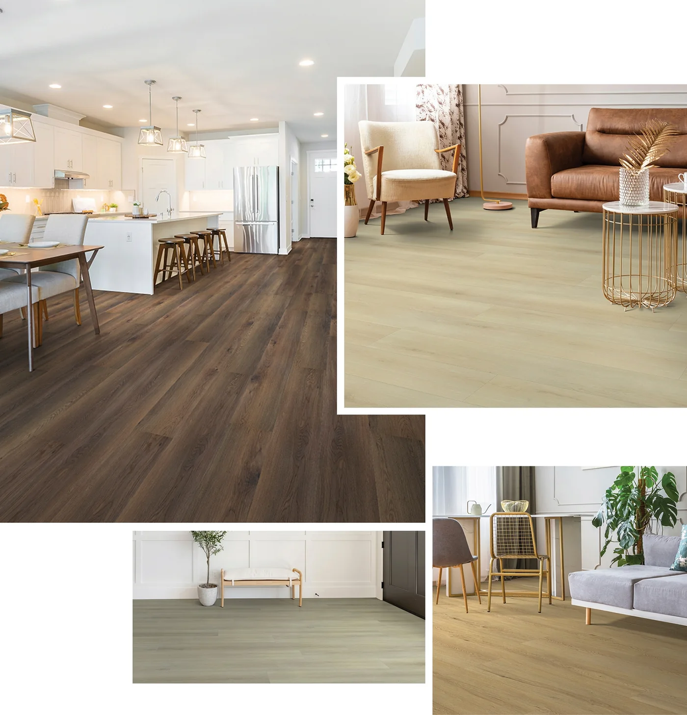 Four interiors with Beaulieu Grand Manor wood-look vinyl flooring