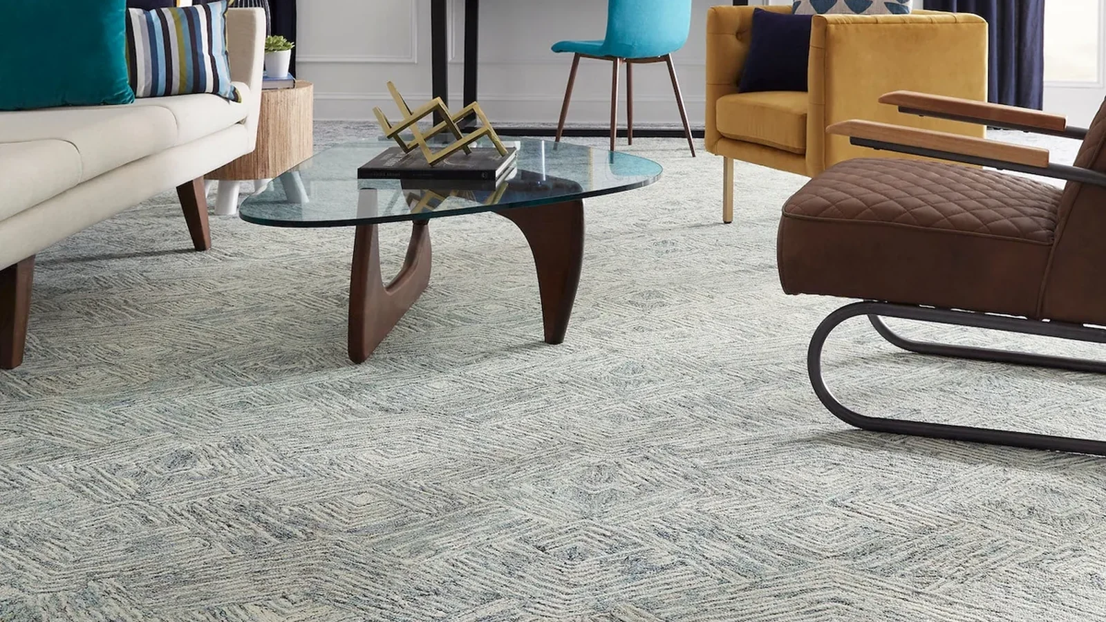 Masland Palatial wool carpet in a furnished living room